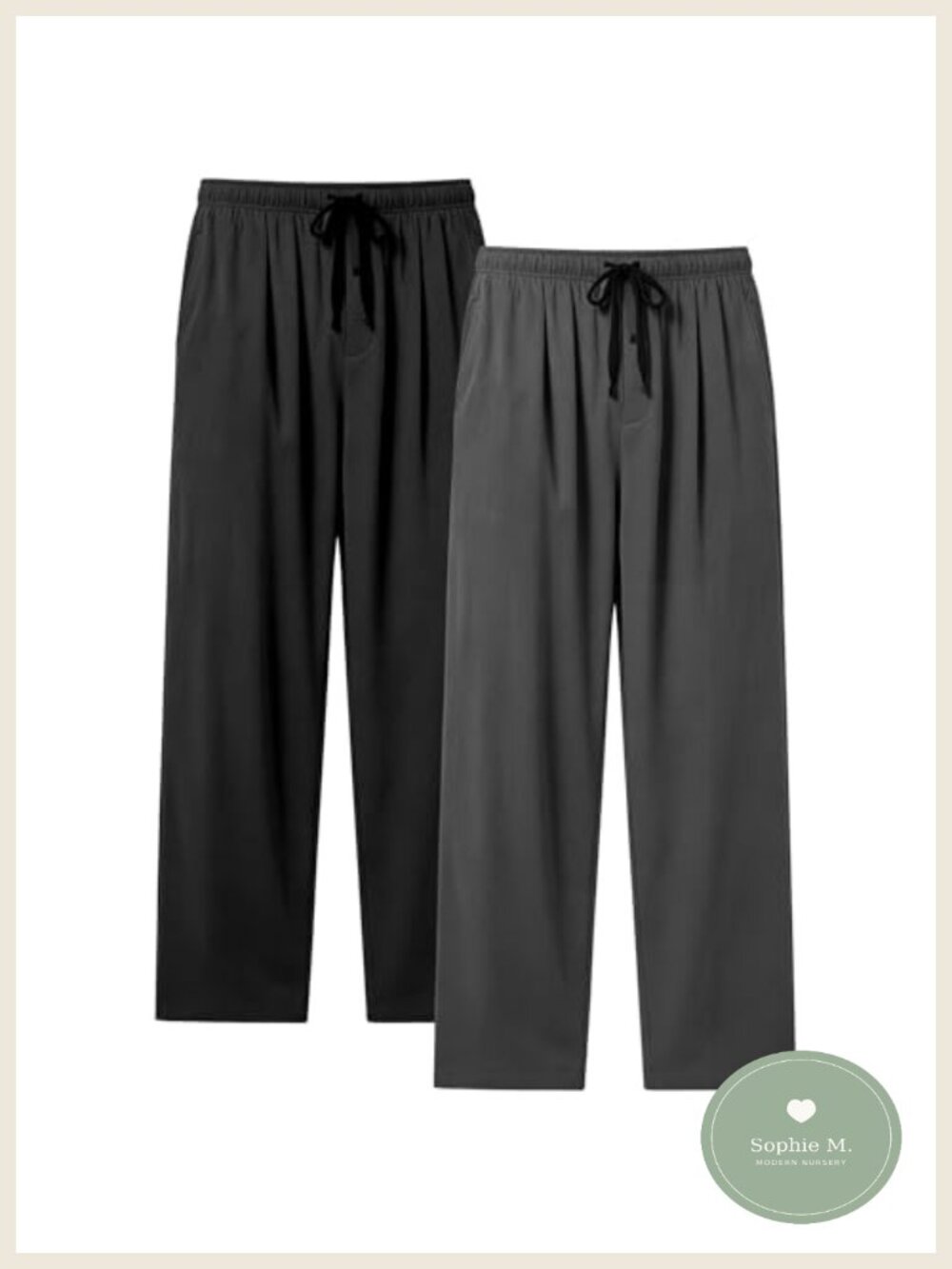 Mens Pajama Pants Bamboo Viscose Cotton 2-Pack Sleep Lounge Bottoms Pockets